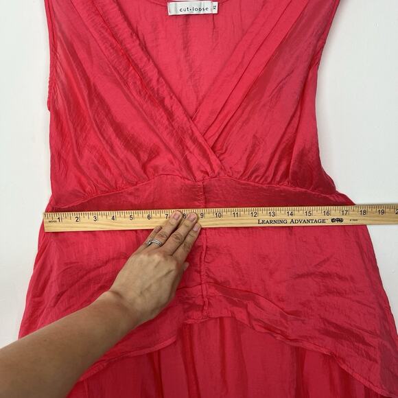Cut Loose SZ XS Neon Pink Faux Wrap Dress Tie Tencel Rayon Lightweight Lagenlook - Picture 7 of 8